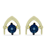 Cercei din Argint 925 Placat cu Aur ( 1.65 grame ) cu Diamant Albastru Dansator 0.01 Carate