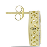 Cercei din Argint 925 Placat cu Aur ( 4.95 grame ) cu Diamant Albastru Dansator și Topaz Alb 0.59 Carate