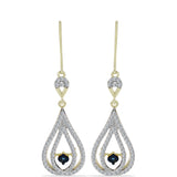 Cercei din Argint 925 Placat cu Aur ( 4.19 grame ) cu Diamant Albastru Dansator și Topaz Alb 1.17 Carate