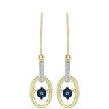Cercei din Argint 925 Placat cu Aur ( 2.67 grame ) cu Diamant Albastru Dansator și Topaz Alb 0.11 Carate