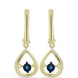 Cercei din Argint 925 Placat cu Aur ( 4.41 grame ) cu Diamant Albastru Dansator 0.01 Carate