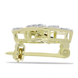 Broşă din Argint 925 Placat cu Aur ( 1.71 grame ) cu Diamant Albastru Dansator și Topaz Alb 0.27 Carate