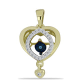 Pandantiv din Argint 925 Placat cu Aur ( 1.82 grame ) cu Diamant Albastru Dansator și Topaz Alb 0.18 Carate