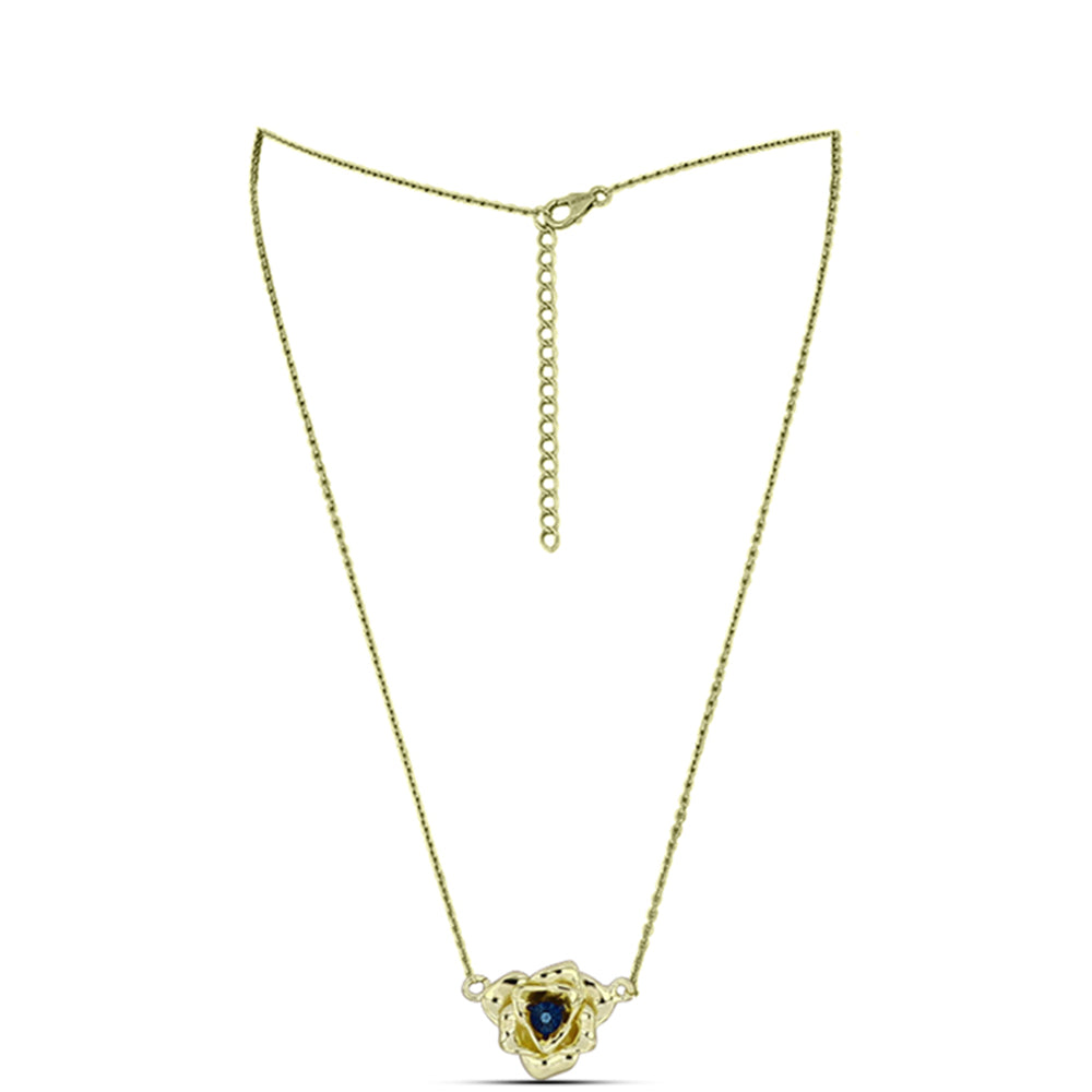 Colier din Argint 925 Placat cu Aur ( 4.73 grame ) cu Diamant Albastru Dansator 0.01 Carate