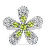 Inel din Argint 925 ( 6.22 grame ) cu Peridot Changbai și Topaz Alb 1.88 Carate