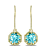 Cercei din Argint 925 Placat cu Aur ( 2.37 grame ) cu Cuarț Paraiba 2.38 Carate