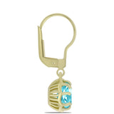 Cercei din Argint 925 Placat cu Aur ( 2.37 grame ) cu Cuarț Paraiba 2.38 Carate