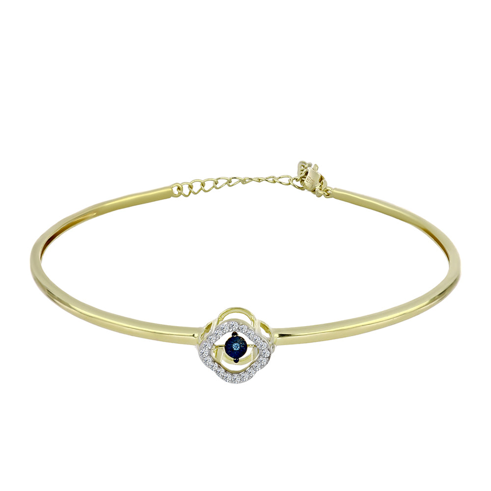 Brățară din Argint 925 Placat cu Aur ( 7.82 grame ) cu Diamant Albastru Dansator și Topaz Alb 0.17 Carate