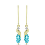 Cercei din Argint 925 Placat cu Aur ( 1.89 grame ) cu Cuarț Paraiba și Topaz Alb 0.89 Carate