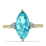 Inel din Argint 925 Placat cu Aur ( 2.03 grame ) cu Cuarț Paraiba și Topaz Alb 2.47 Carate