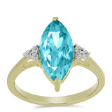 Inel din Argint 925 Placat cu Aur ( 2.03 grame ) cu Cuarț Paraiba și Topaz Alb 2.47 Carate