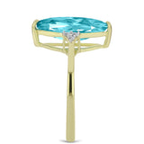 Inel din Argint 925 Placat cu Aur ( 2.03 grame ) cu Cuarț Paraiba și Topaz Alb 2.47 Carate