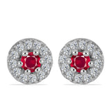 Set din Argint 925 ( 2.91 grame ) cu Rubin Malagasy și Topaz Alb 0.78 Carate ( Cercei+Inel )