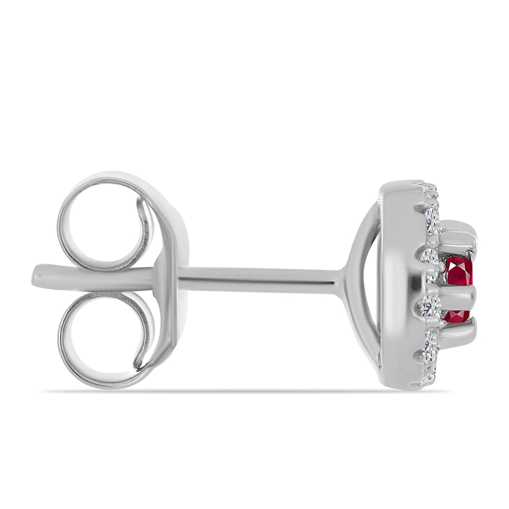 Set din Argint 925 ( 2.91 grame ) cu Rubin Malagasy și Topaz Alb 0.78 Carate ( Cercei+Inel )