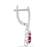 Cercei din Argint 925 ( 4.18 grame ) cu Rubin Malagasy și Topaz Alb 2.12 Carate