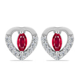 Cercei din Argint 925 ( 1.2 grame ) cu Rubin Malagasy și Topaz Alb 0.34 Carate
