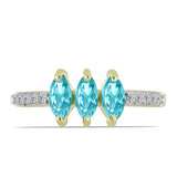 Inel din Argint 925 Placat cu Aur ( 2.05 grame ) cu Cuarț Paraiba și Topaz Alb 0.71 Carate