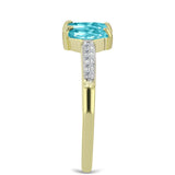 Inel din Argint 925 Placat cu Aur ( 2.05 grame ) cu Cuarț Paraiba și Topaz Alb 0.71 Carate