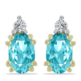 Cercei din Argint 925 Placat cu Aur ( 1.15 grame ) cu Cuarț Paraiba și Topaz Alb 0.85 Carate