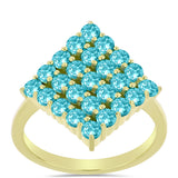 Inel din Argint 925 Placat cu Aur ( 3 grame ) cu Cuarț Paraiba 1.54 Carate