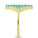 Inel din Argint 925 Placat cu Aur ( 3 grame ) cu Cuarț Paraiba 1.54 Carate