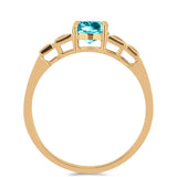 Inel din Argint 925 Placat cu Aur ( 2.11 grame ) cu Cuarț Paraiba și Zircon Alb 1.35 Carate