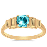 Inel din Argint 925 Placat cu Aur ( 2.11 grame ) cu Cuarț Paraiba și Zircon Alb 1.35 Carate