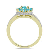 Inel din Argint 925 Placat cu Aur ( 3.88 grame ) cu Cuarț Paraiba și Topaz Alb 1.61 Carate