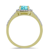 Inel din Argint 925 Placat cu Aur ( 2.22 grame ) cu Cuarț Paraiba și Topaz Alb 1.12 Carate