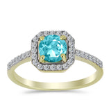 Inel din Argint 925 Placat cu Aur ( 2.22 grame ) cu Cuarț Paraiba și Topaz Alb 1.12 Carate