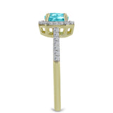 Inel din Argint 925 Placat cu Aur ( 2.22 grame ) cu Cuarț Paraiba și Topaz Alb 1.12 Carate