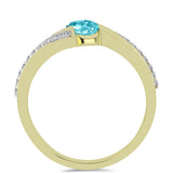 Inel din Argint 925 Placat cu Aur ( 2.57 grame ) cu Cuarț Paraiba și Topaz Alb 0.72 Carate