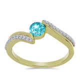 Inel din Argint 925 Placat cu Aur ( 2.57 grame ) cu Cuarț Paraiba și Topaz Alb 0.72 Carate