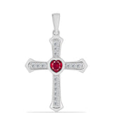 Cruce Pandantiv din Argint 925 ( 2.18 grame ) cu Rubin Malagasy și Topaz Alb 0.63 Carate