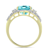Inel din Argint 925 Placat cu Aur ( 6.25 grame ) cu Cuarț Paraiba și Topaz Alb 5.79 Carate