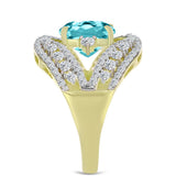 Inel din Argint 925 Placat cu Aur ( 6.25 grame ) cu Cuarț Paraiba și Topaz Alb 5.79 Carate