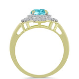 Inel din Argint 925 Placat cu Aur ( 3.76 grame ) cu Cuarț Paraiba și Topaz Alb 2.27 Carate