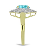 Inel din Argint 925 Placat cu Aur ( 3.76 grame ) cu Cuarț Paraiba și Topaz Alb 2.27 Carate