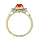 Inel din Argint 925 Placat cu Aur ( 2.87 grame ) cu Coral Roșu Burete și Topaz Alb 1.05 Carate