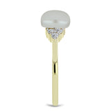 Inel din Argint 925 Placat cu Aur ( 2.06 grame ) cu Perlă de Apă Dulce Albă și Topaz Alb 3.31 Carate
