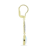 Cercei din Argint 925 Placat cu Aur ( 2.63 grame ) cu Piatra Lunii Curcubeu și Topaz Alb 5.35 Carate