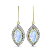 Cercei din Argint 925 Placat cu Aur ( 4.82 grame ) cu Piatra Lunii Curcubeu și Topaz Alb 5.97 Carate
