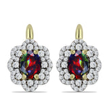Cercei din Argint 925 Placat cu Aur ( 3.91 grame ) cu Opal Etiopian Negru Lega Dembi și Topaz Alb 1.68 Carate