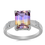 Inel din Argint 925 ( 2.55 grame ) cu Ametrin Anahi și Topaz Alb 3.24 Carate