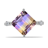 Inel din Argint 925 ( 2.45 grame ) cu Ametrin Anahi și Topaz Alb 5.01 Carate