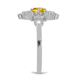 Inel din Argint 925 ( 2.64 grame ) cu Citrin Ural și Topaz Alb 1.09 Carate