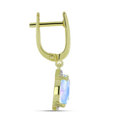 Cercei din Argint 925 Placat cu Aur ( 3.54 grame ) cu Piatra Lunii Curcubeu și Topaz Alb 4.21 Carate