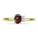 Inel din Argint 925 Placat cu Aur ( 1.72 grame ) cu Opal Etiopian Negru Lega Dembi și Topaz Alb 0.38 Carate