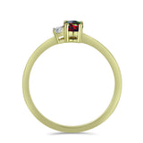 Inel din Argint 925 Placat cu Aur ( 1.72 grame ) cu Opal Etiopian Negru Lega Dembi și Topaz Alb 0.38 Carate