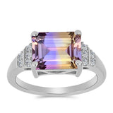 Inel din Argint 925 ( 2.89 grame ) cu Ametrin Anahi și Topaz Alb 3.35 Carate